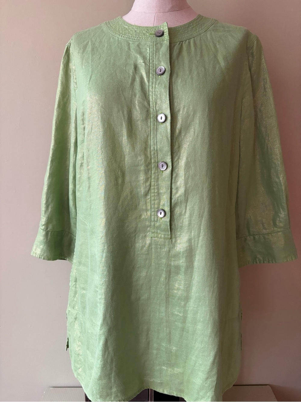 Jones New York Light Green Tunic Top Sz 10 classy monochrome - Picture 3 of 13